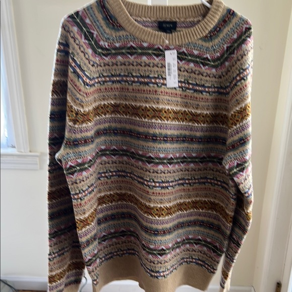 JCrew NWT Classic Fairisle Wool Sweater Size XL.